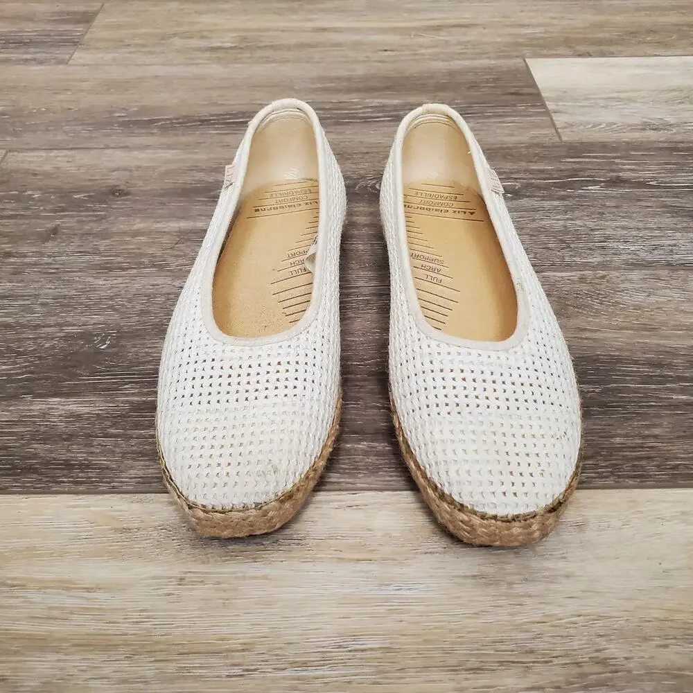 Vintage 90s Y2K Basketweave Espadrille Flats Cream White 8